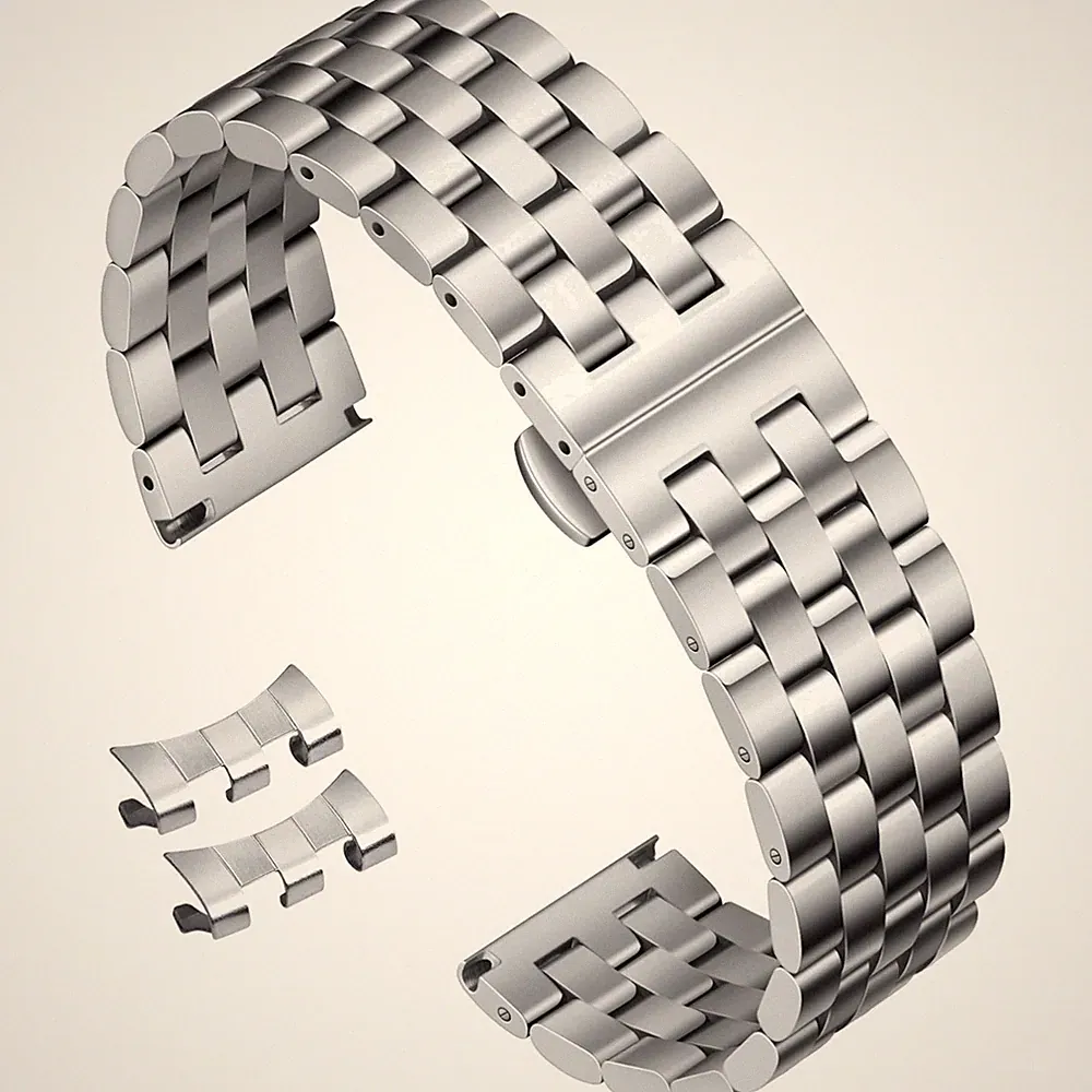 Edelstahl Uhrenarmband 18mm 20mm 22mm 24mm Metallarmband für Smartwatch Damen...