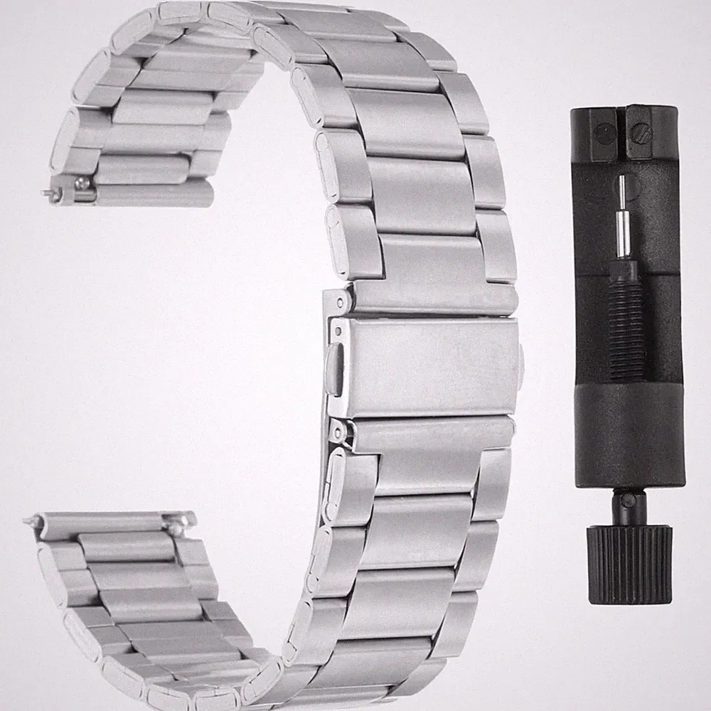 Edelstahl Uhrenarmband 20mm Silber Faltschließe Smartwatch Uhr Ersatz Damen H...