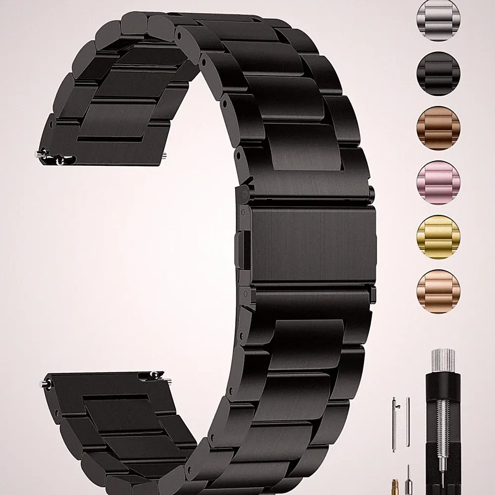 Edelstahl Uhrenarmband 20mm Smartwatch Ersatz Schnellverschluss Damen Herren