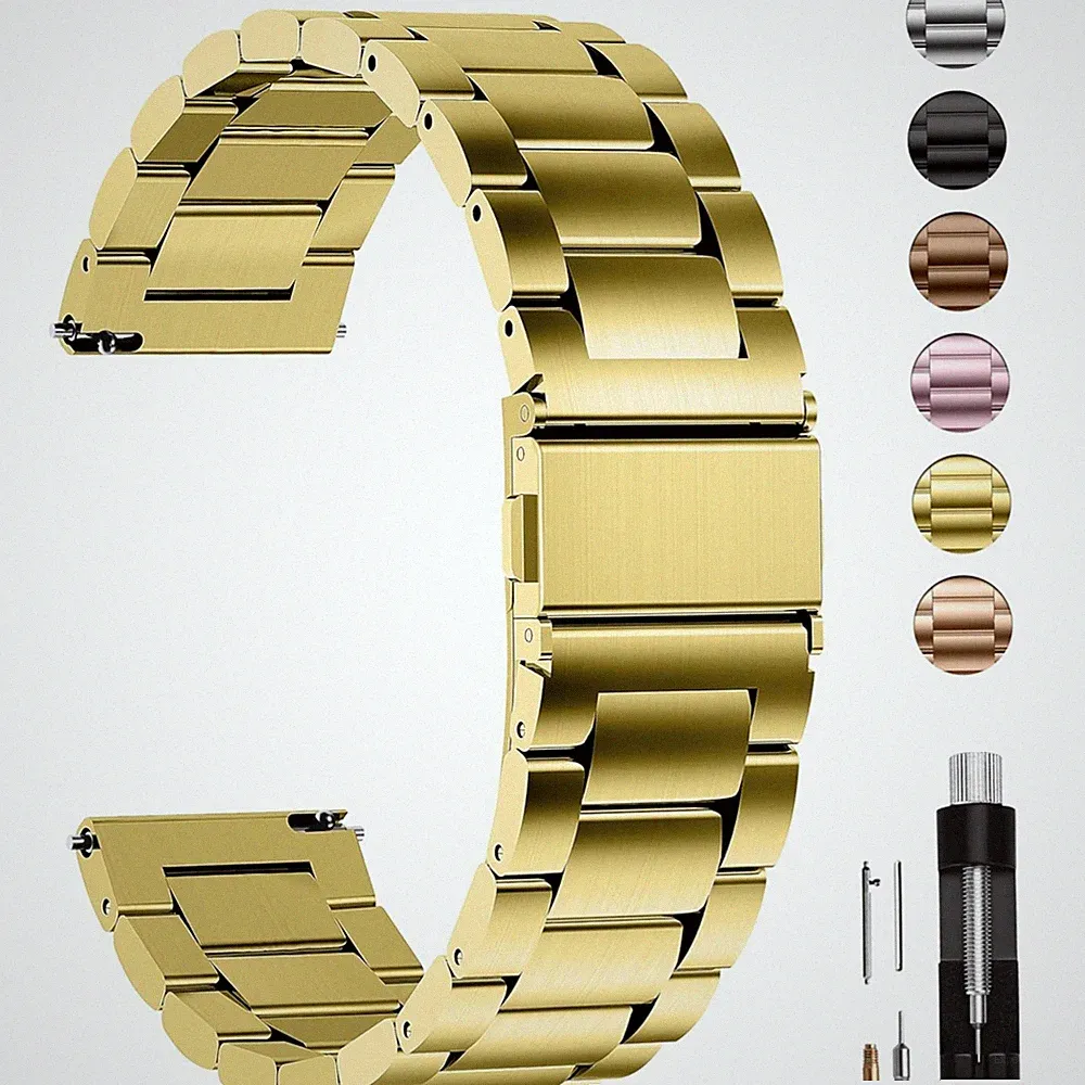 Edelstahl Uhrenarmband 20mm Wechselarmband Smartwatch Damen Herren Gold