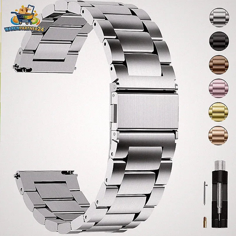 Edelstahl Uhrenarmband 22mm mit Schnellverschluss für Smartwatches