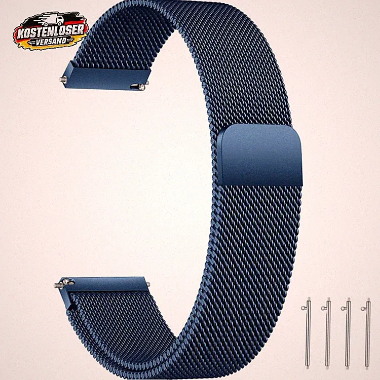 Edelstahl Uhrenarmband Magnetverschluss Smartwatch Ersatzband Blau Damen Herren