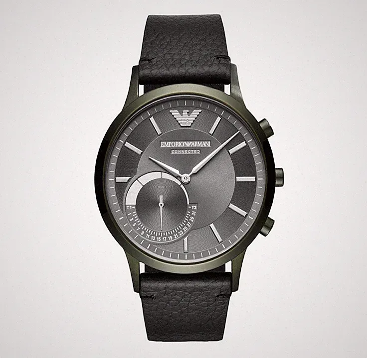 Emporio Armani Connected Renato 43mm Hybrid Smartwatch Edelstahl Leder