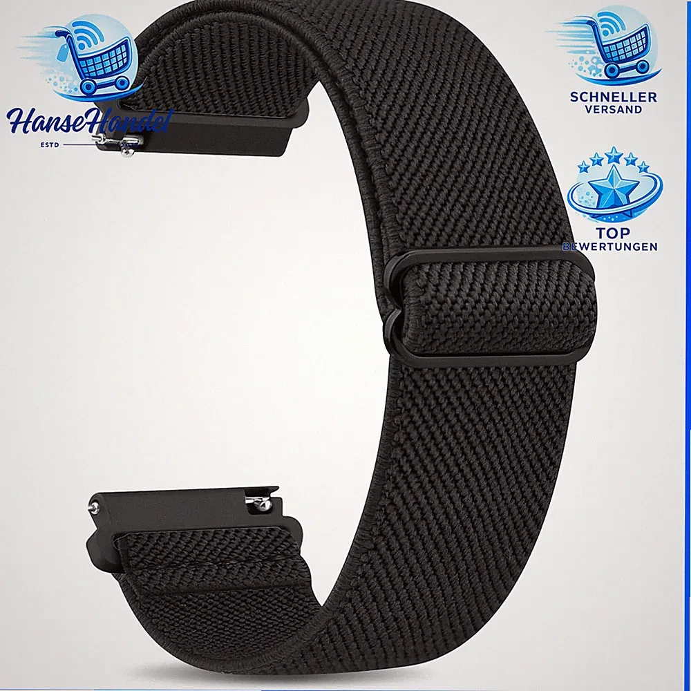 Ersatzarmband 22mm Elastisch Nylon Uhrenarmband für Smartwatch Zubehör Herren