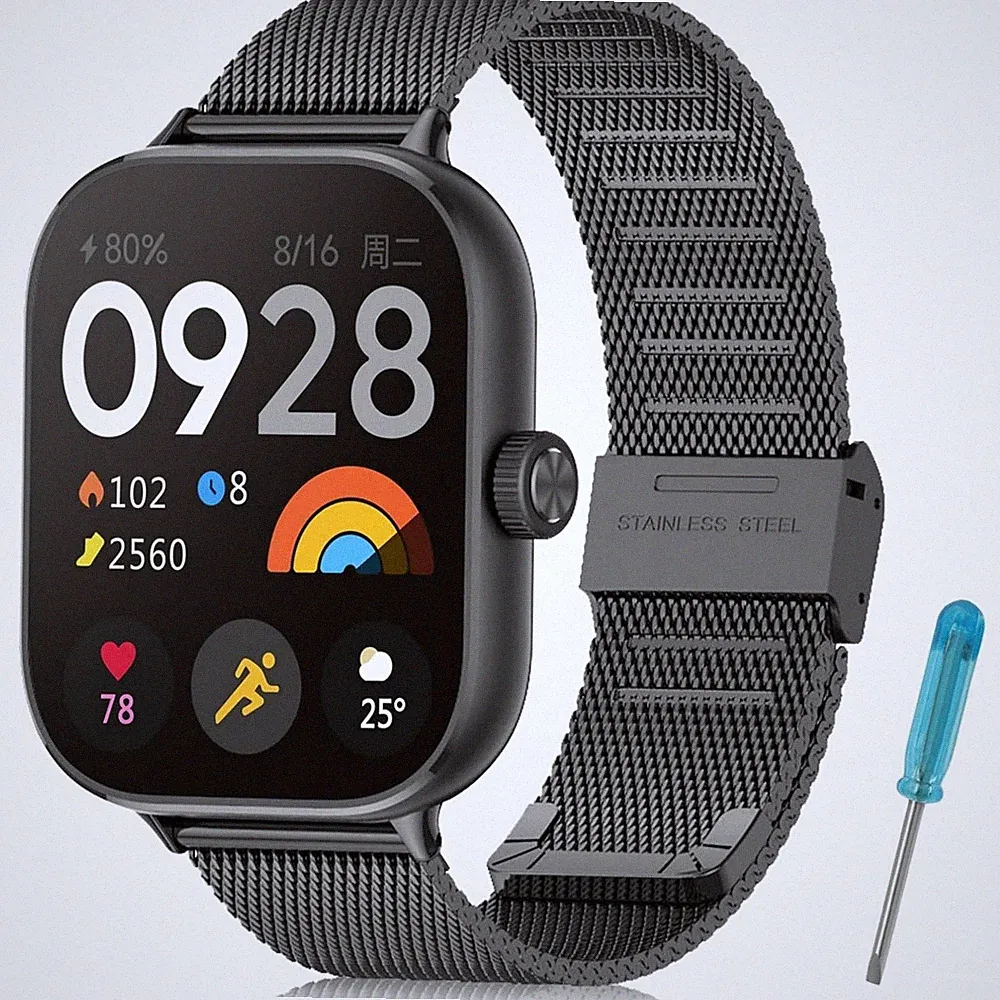Ersatzarmband Edelstahl für Redmi Watch 5 4 Mi Band 8 Pro 9 Pro Schwarz