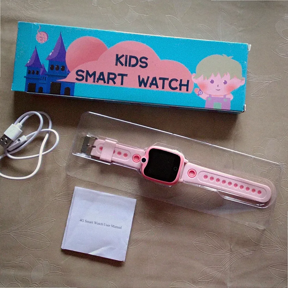 eVatmaster W24 Kids Smart Watch 4G GPS Kamera SIM Touch 40 mm Rosa USB-Kabel