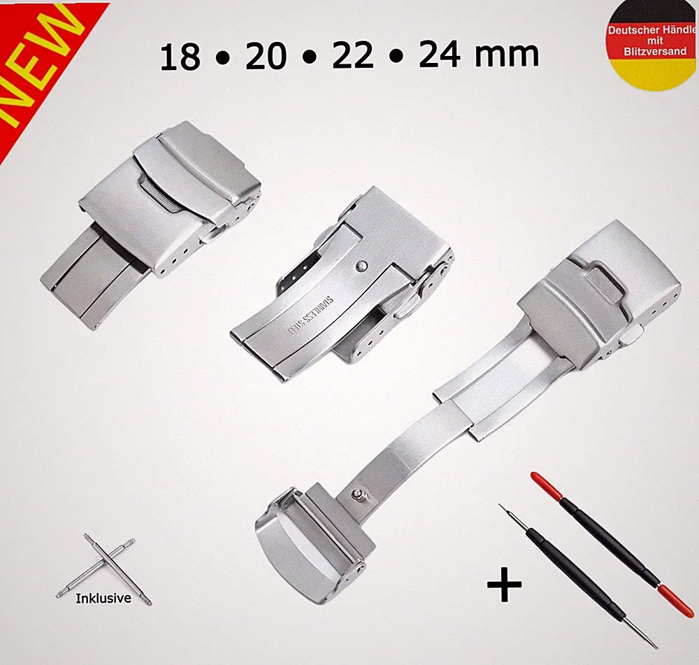 Faltschließe Edelstahl für Uhrenarmband 18 20 22 24 mm Luxus Uhr Watch