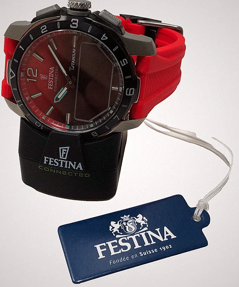 Festina Connected D F23000/6 Rot/Schwarz Smartwatch Herren Silikonarmband L NEU