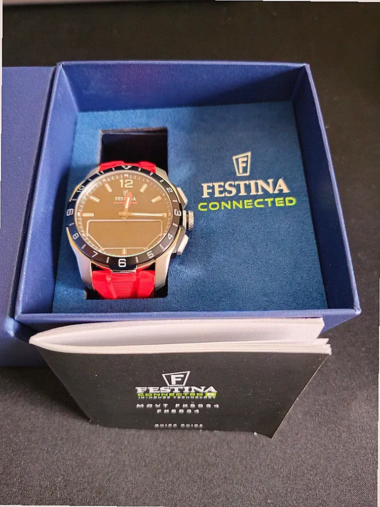 Festina F23000/C Titan Smartwatch Schwarz Rot Hybrid AMOLED Saphirglas 44mm NEU