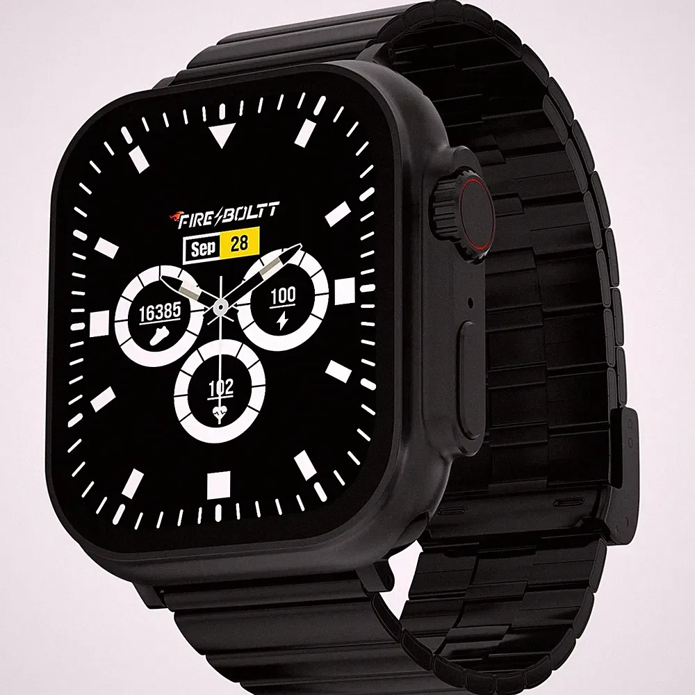 Fire-Boltt 1,96 Zoll Display Luxus Smartwatch, drehbare Krone, 115+ Sportmodus