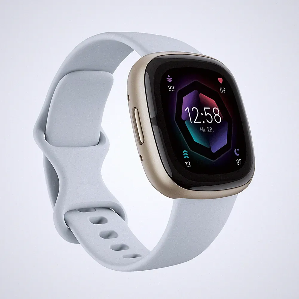 FITBIT Sense 2 Smartwatch Aluminium Elastomer, S/L, Blue Mist/Soft Gold