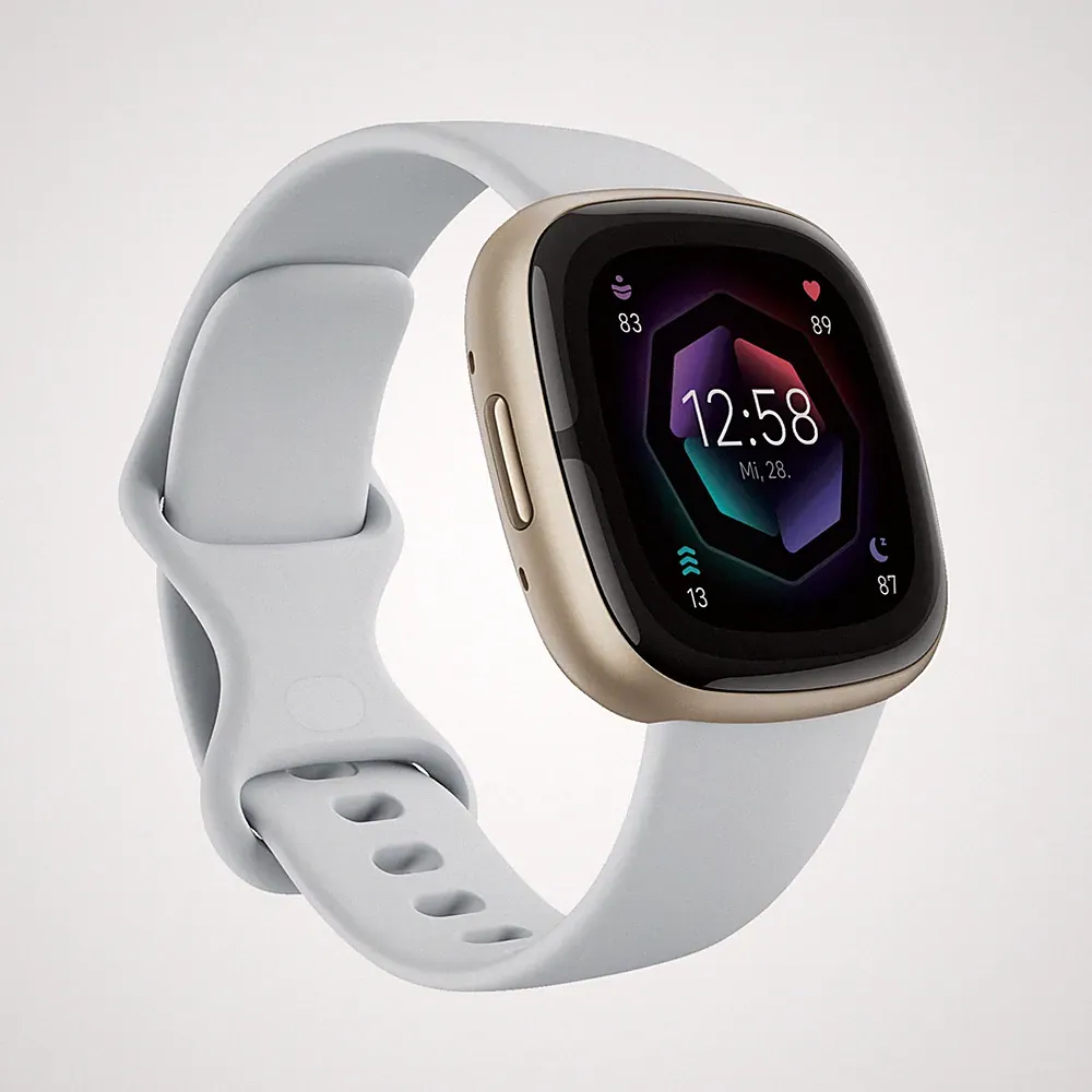 FITBIT Sense 2 Smartwatch Aluminium Elastomer, S/L, Blue Mist/Soft Gold