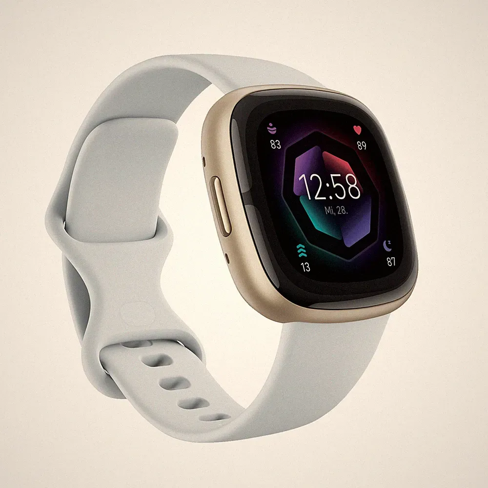 FITBIT Sense 2 Smartwatch Aluminium Elastomer, S/L, Blue Mist/Soft Gold