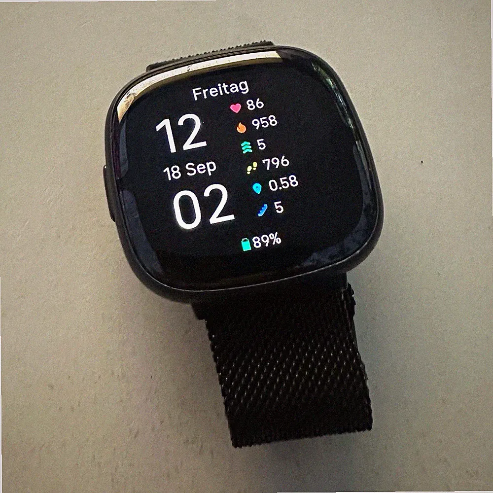 Fitbit Sense 2 Smartwatch GPS schwarz, schwarzes Armband, Android iOS