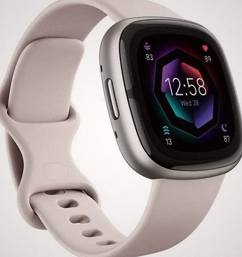 Fitbit Sense 2 Smartwatch Lunar White/Platinum AMOLED GPS WLAN NFC Bluetooth OVP