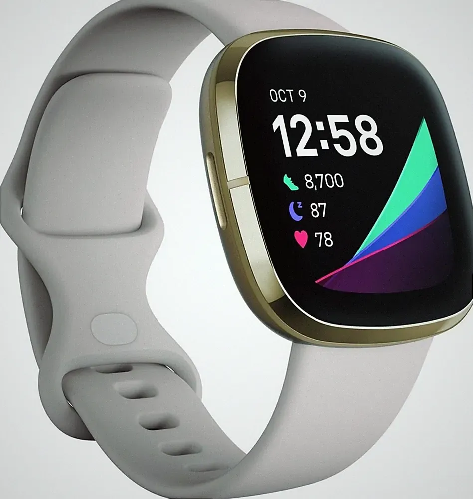 Fitbit Sense gold/weiß Smartwatch Fitness Tracker 41mm GPS - SEHR GUT