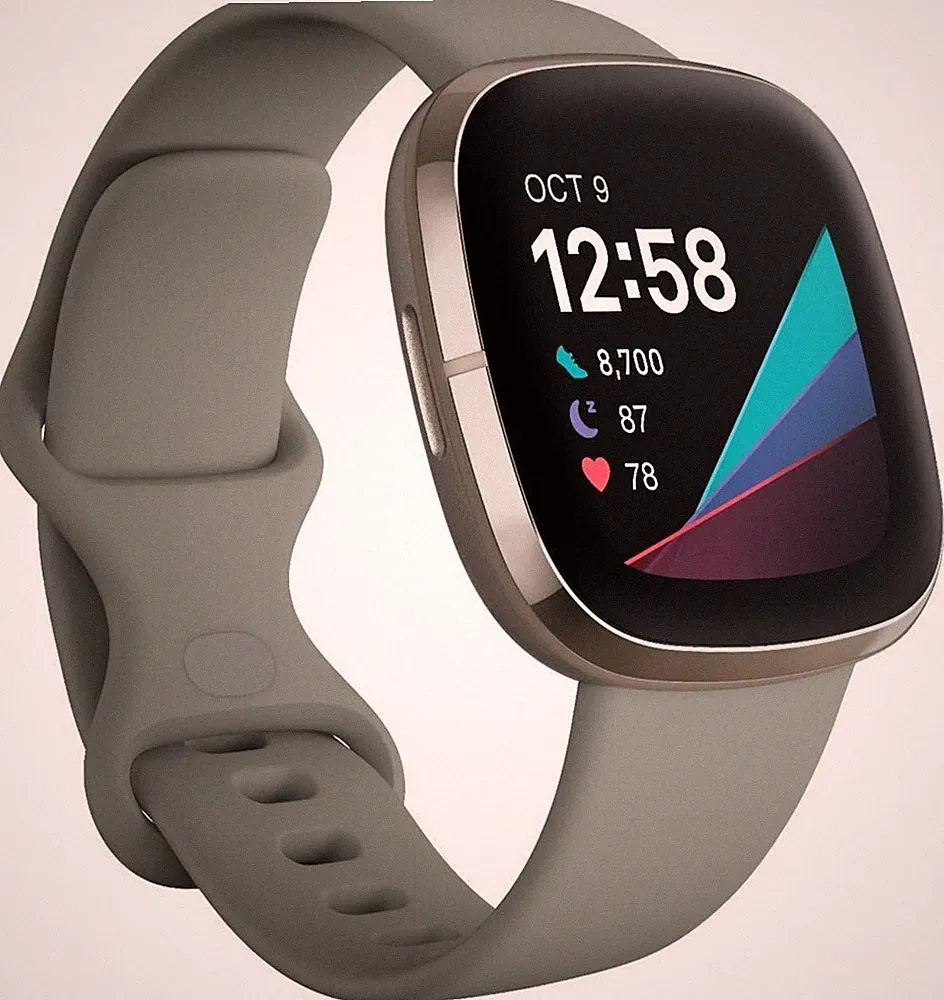 Fitbit Sense silber grau Smartwatch Fitnesstracker Sportuhr GPS Schrittzähler