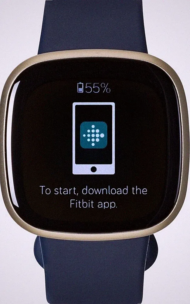 Fitbit Versa 3 soft gold/blau Smartwatch Fitness Tracker Wi-Fi 1,4 Zoll Touch