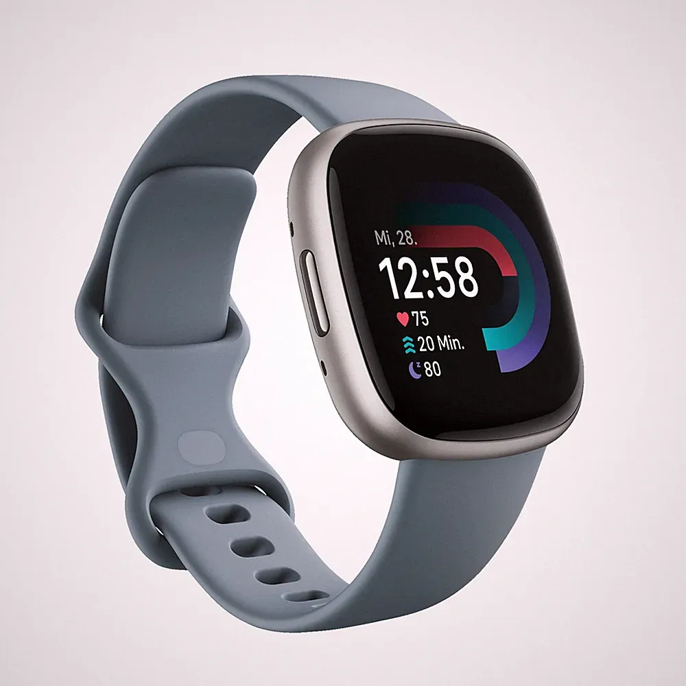 FITBIT Versa 4 Smartwatch Aluminium Elastomer, S/L, Waterfall Blue/Platinum