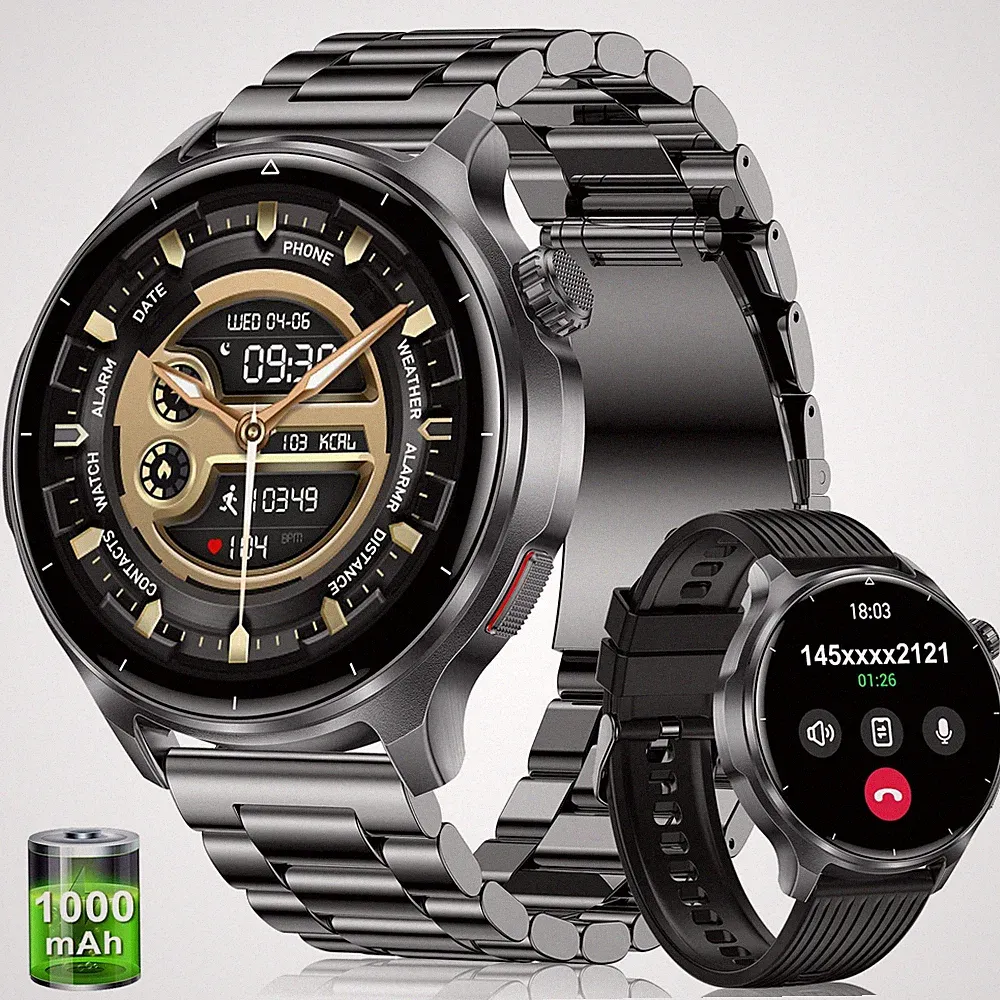 Fitdafit Militär Smartwatch Herren mit Telefonfunktion, 1.52" HD 1000mmAh
