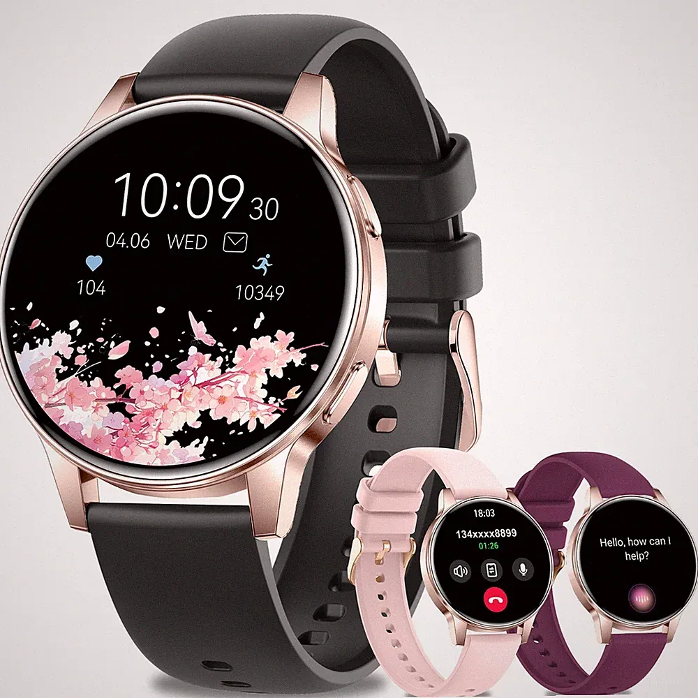 Fitdafit Smartwatch Damen Rund, 1.27" HD Fitnessuhr mit Telefonfunktion