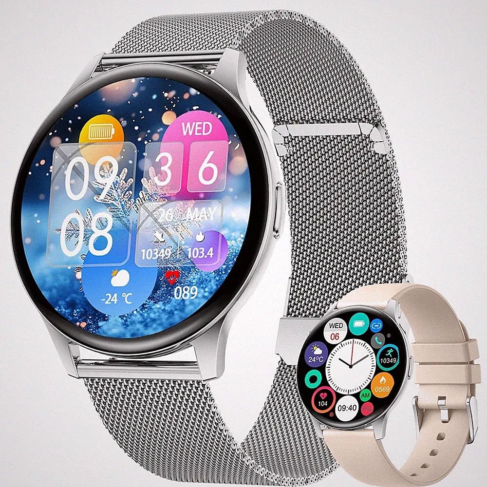 FITFLEX Smartwatch Damen, 1.43" HD Fitnessuhr mit Telefonfunktion, 120+Sportm...