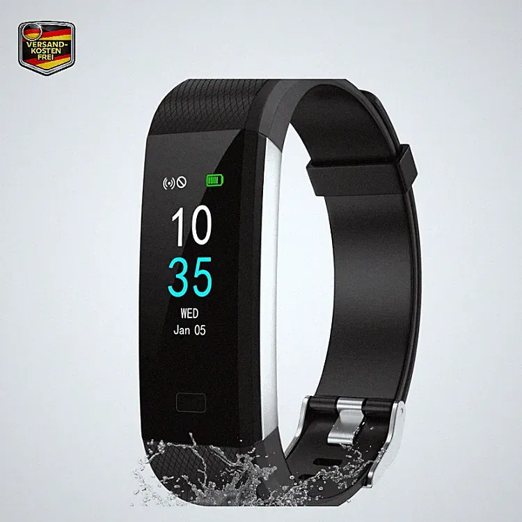 Fitness Armband ID 68 Smartwatch mit GPS Aktivitätstracker, , Schwarz