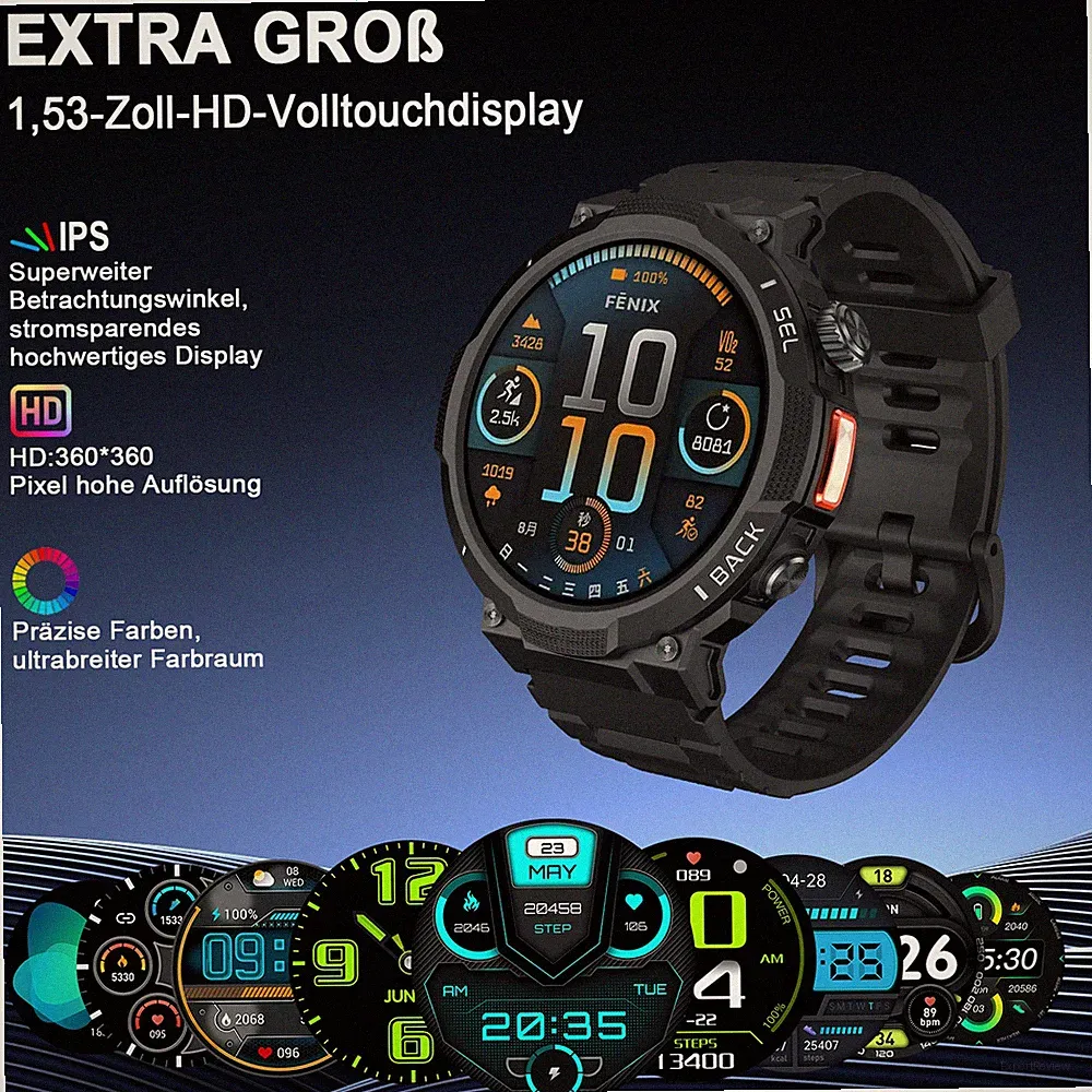 Fitness-Smartwatch 2026 wasserdicht,1,53 HD BT5.3 Uhr für iPhone Damen Herren