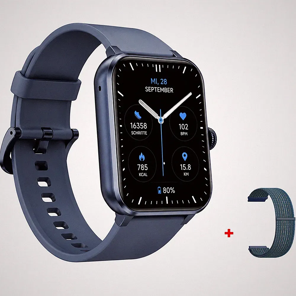 Fitness Smartwatch Damen Herren mit Anruf Funktion Herzfrequenz Blutdruckmesser