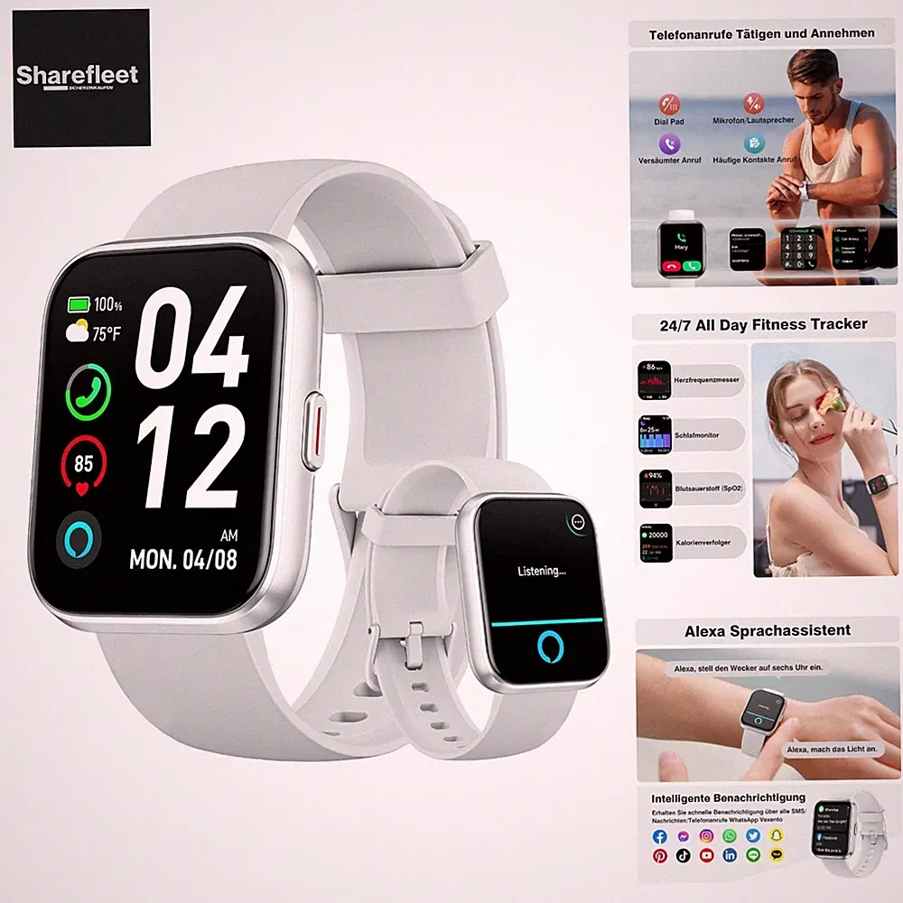 Fitness Smartwatch mit 30 Tagen Akkulaufzeit, Gesundheitsüberwachung und mehr