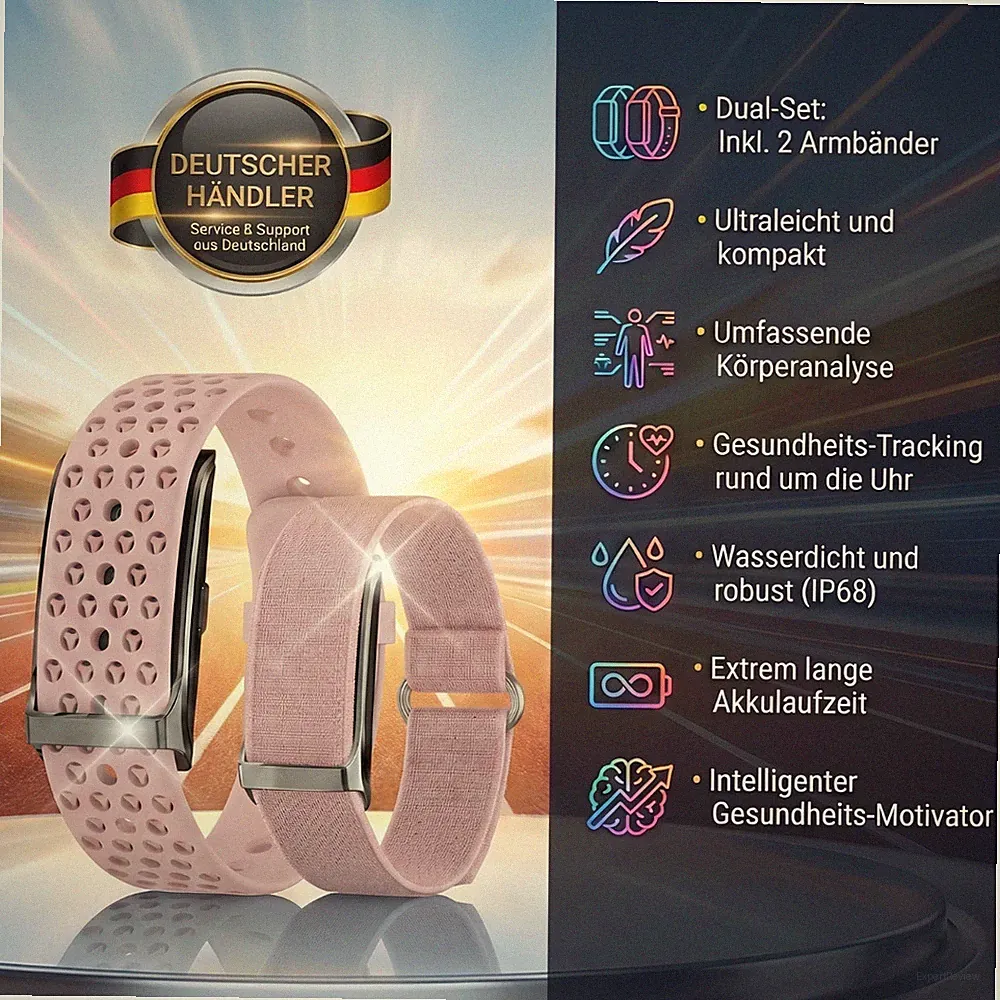Fitness Tracker Damen (ohne Display) | Inkl 2 Armbänder | Pulsuhr Schlaf SpO2