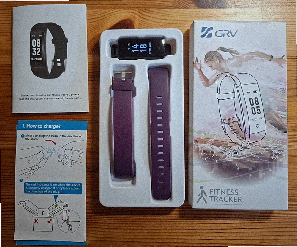 Fitness Tracker Lila Armband Schrittzähler Distanzmesser Kalorienzähler GRV