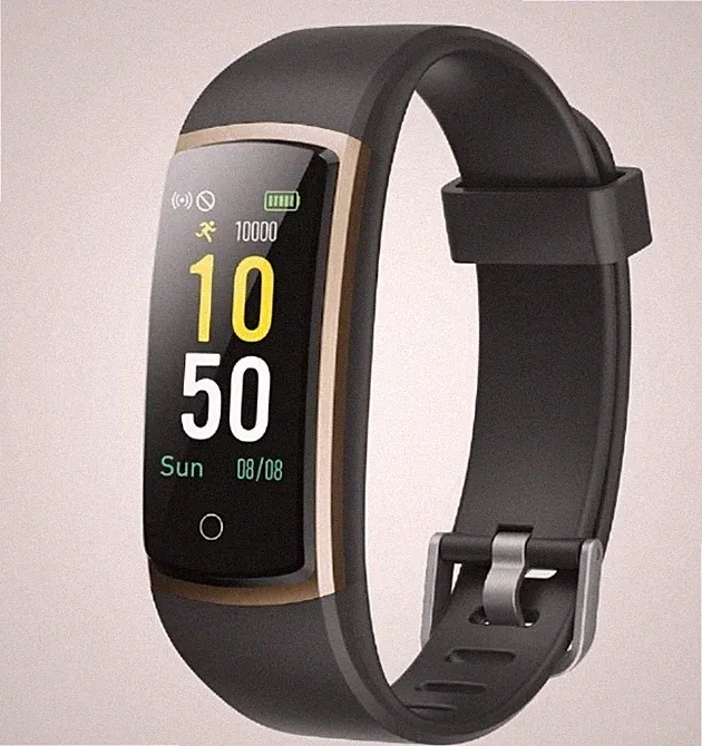 Fitness Tracker Smartwatch Herzfrequenz, 14 Sportmodi Schwarz Gold byEmre