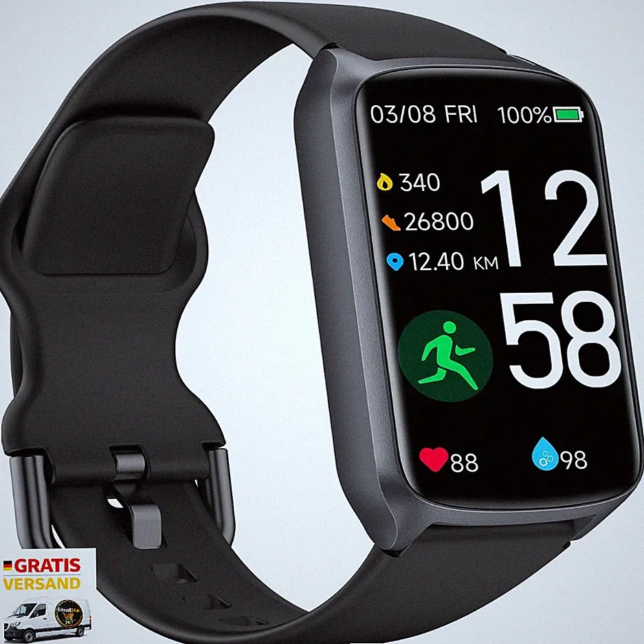 Fitnessuhr Aktivitätstracker 5ATM Wasserdicht 15 Tage Akkulaufzeit