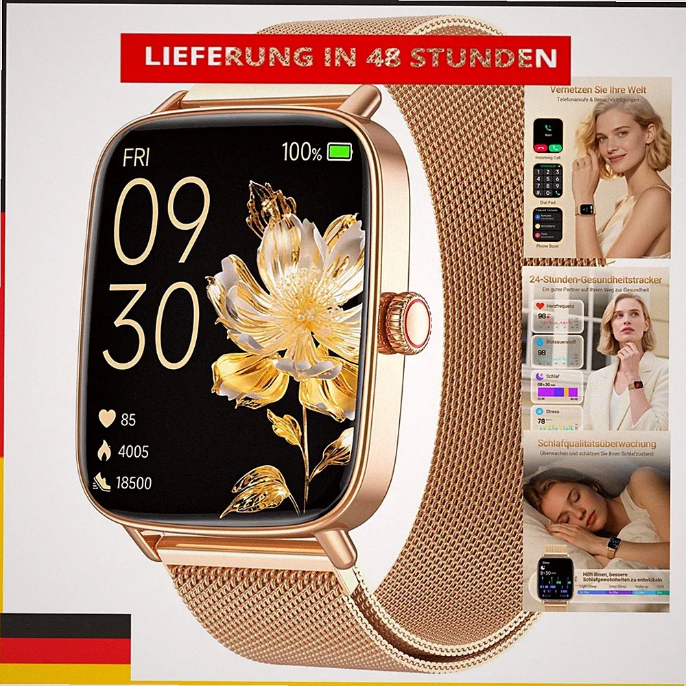 Fitpolo Smartwatch mit Telefonfunktion 1,85" Fitnessuhr IP68 Wasserdicht