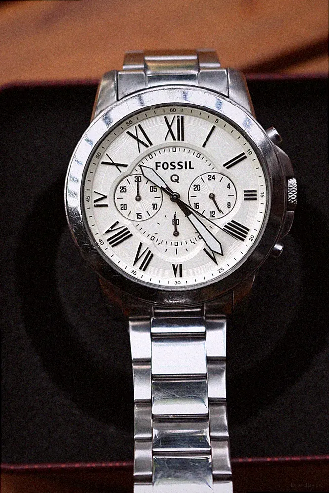 Fossil Chronograph Q-Serie NDW1 (1. Gen.), Weiß Silber, getragen, top gepflegt