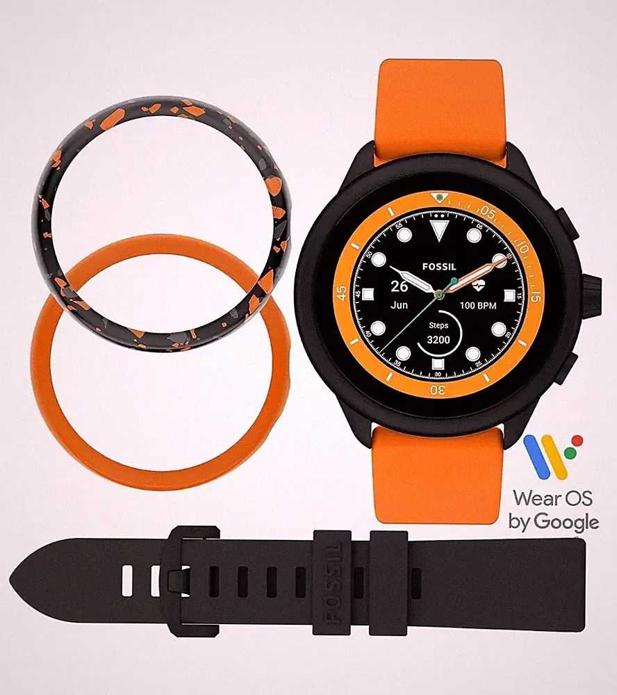 Fossil Damen Smartwatch 6 Generation Silikon Orang / Schwarz