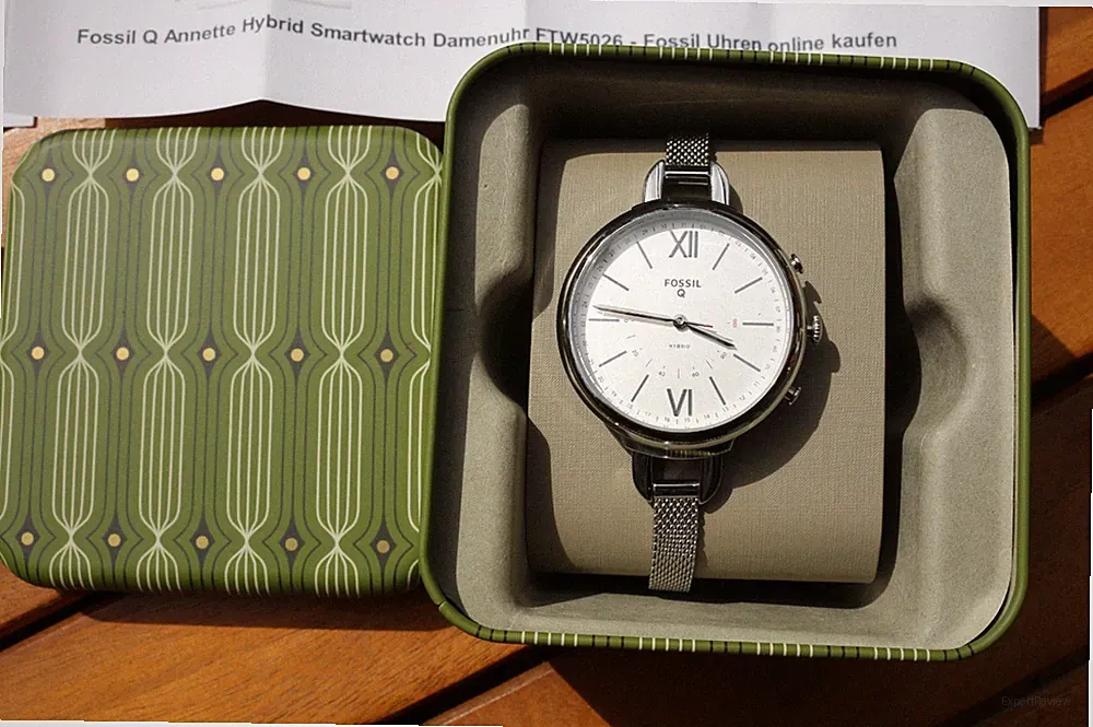 Fossil Damen Smartwatch FTW-5026 Q Annette, Edelstahl-Weiß, in Metallbox, Top