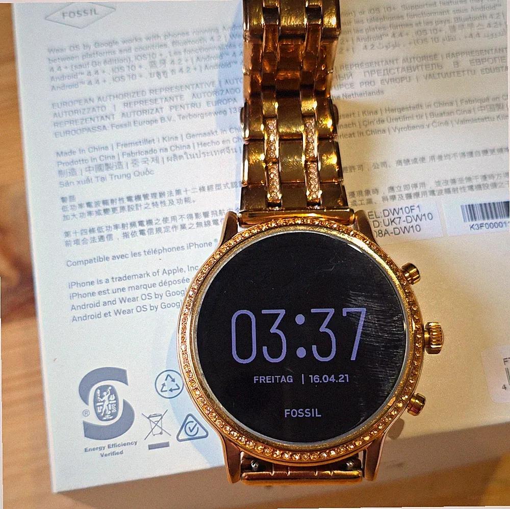 Fossil DW 10F 1 Smartwatch Wear OS 42 mm Edelstahl Gold Touchscreen