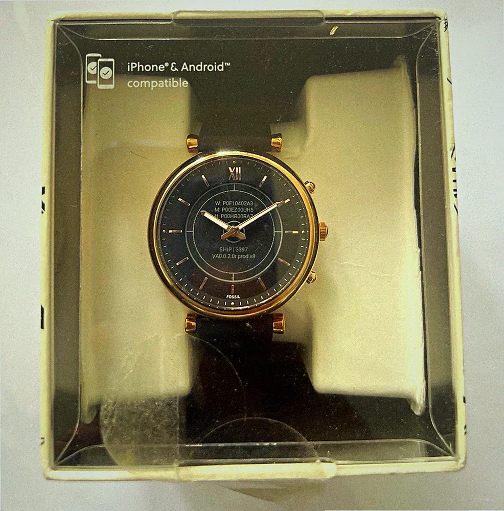 Fossil Gen 6 Hybrid Smartwatch 44 mm Edelstahl Gold, Lederband Schwarz