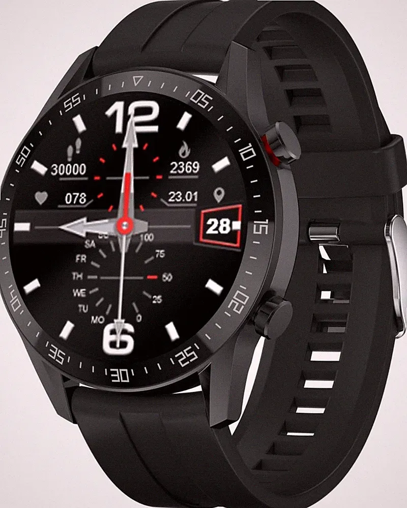 French Connection Unisex Smartwatch mit schwarzem Silikonarmband L19-C