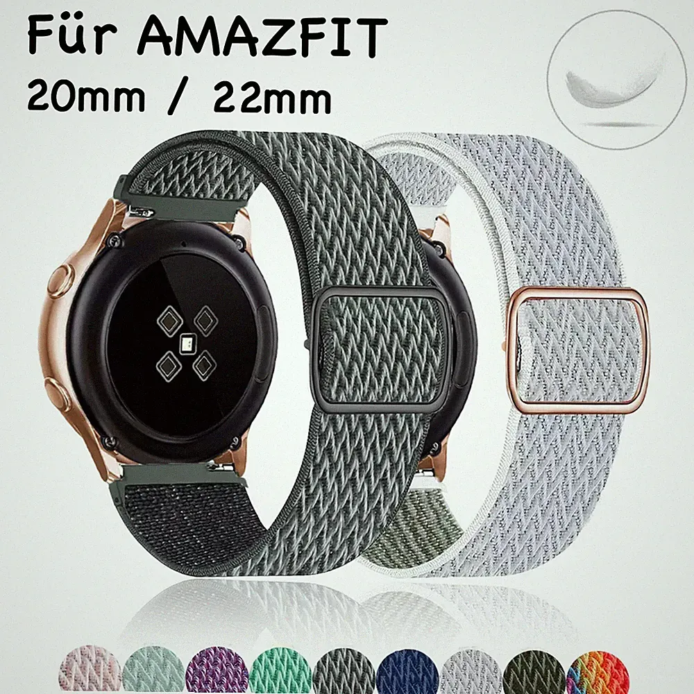 Für AMAZFIT Smartwatch Bip Lite GTS 2 3 mini GTR Armband ✅ 20mm 22mm Nylon Loop