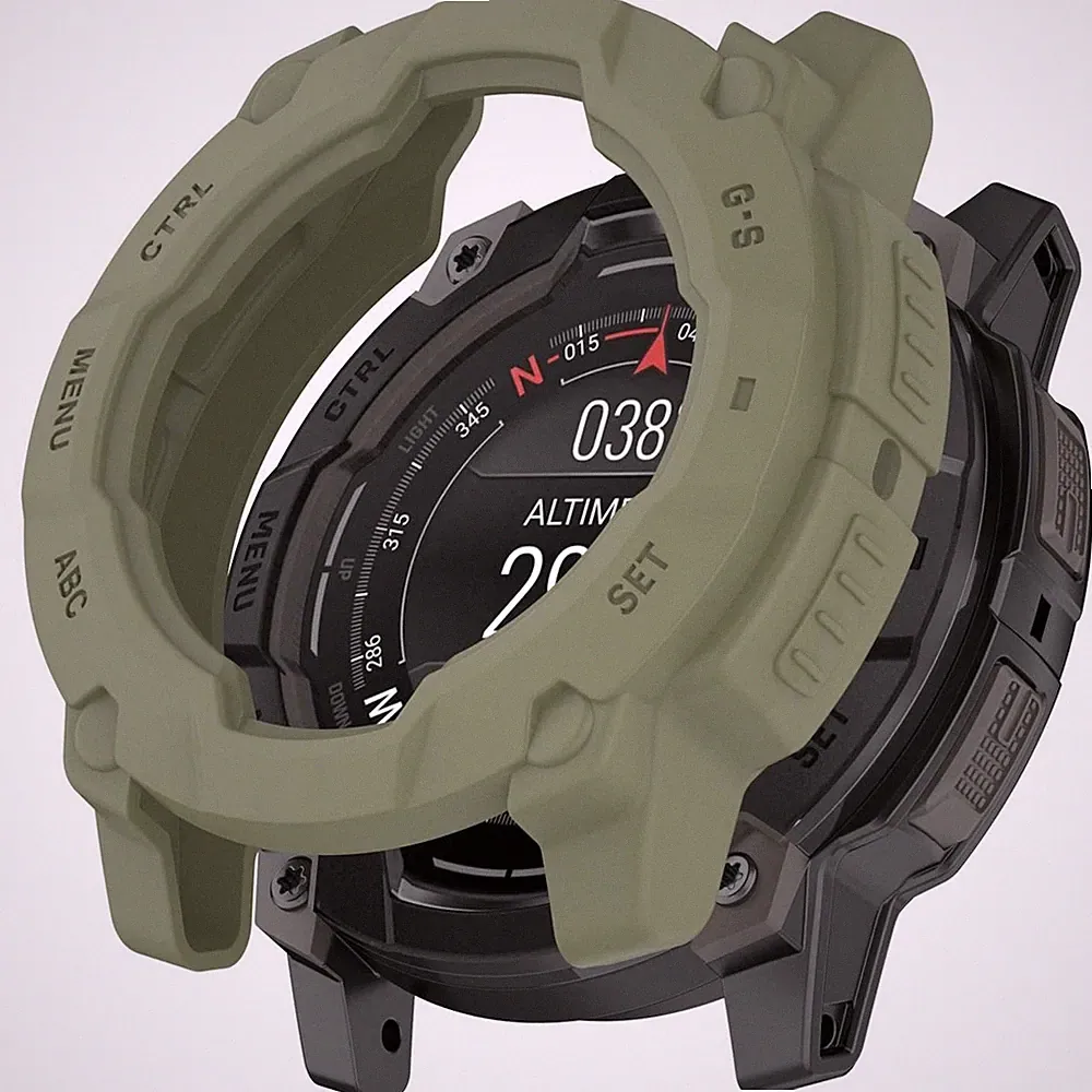 Für Garmin Instinct 3 AMOLED / Solar 45mm Kunststoff Schutz Gehäuse Hülle Grün
