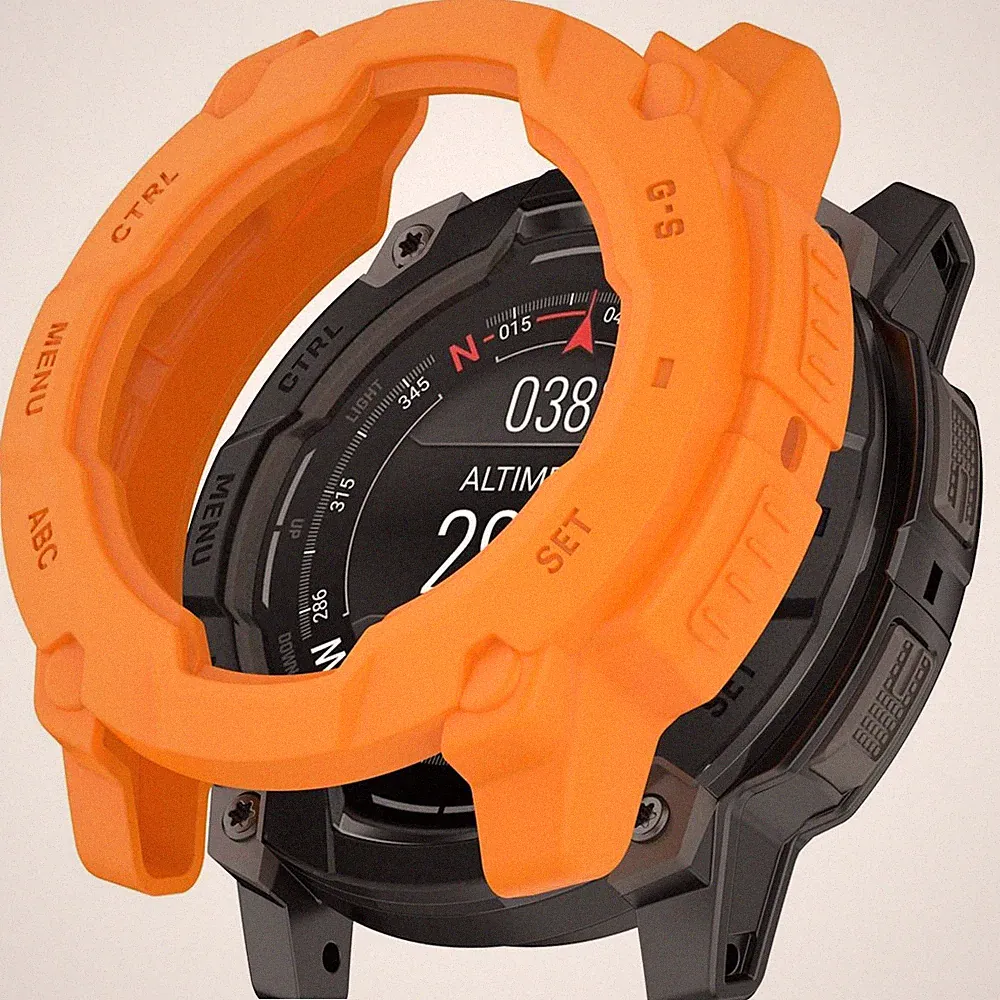 Für Garmin Instinct 3 AMOLED / Solar 45mm Kunststoff Watch Gehäuse Hülle Orange