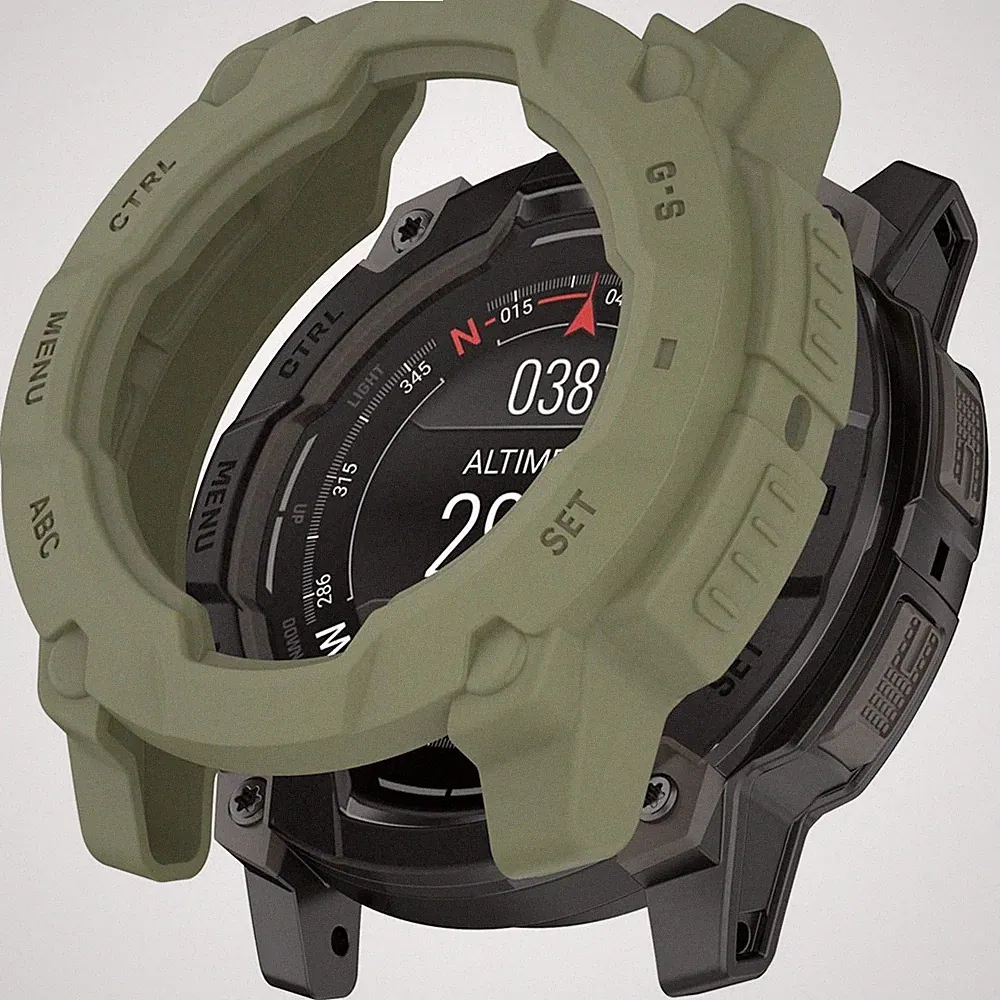 Für Garmin Instinct 3 AMOLED / Solar 50mm Armor TPU Schutz Gehäuse Hülle Grün