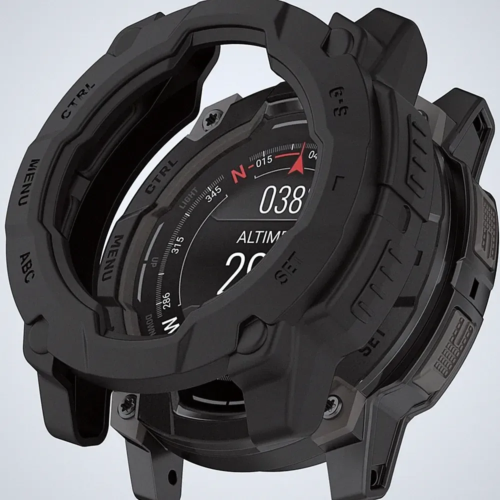 Für Garmin Instinct 3 AMOLED / Solar 50mm Armor TPU Schutz Gehäuse Hülle Schwarz