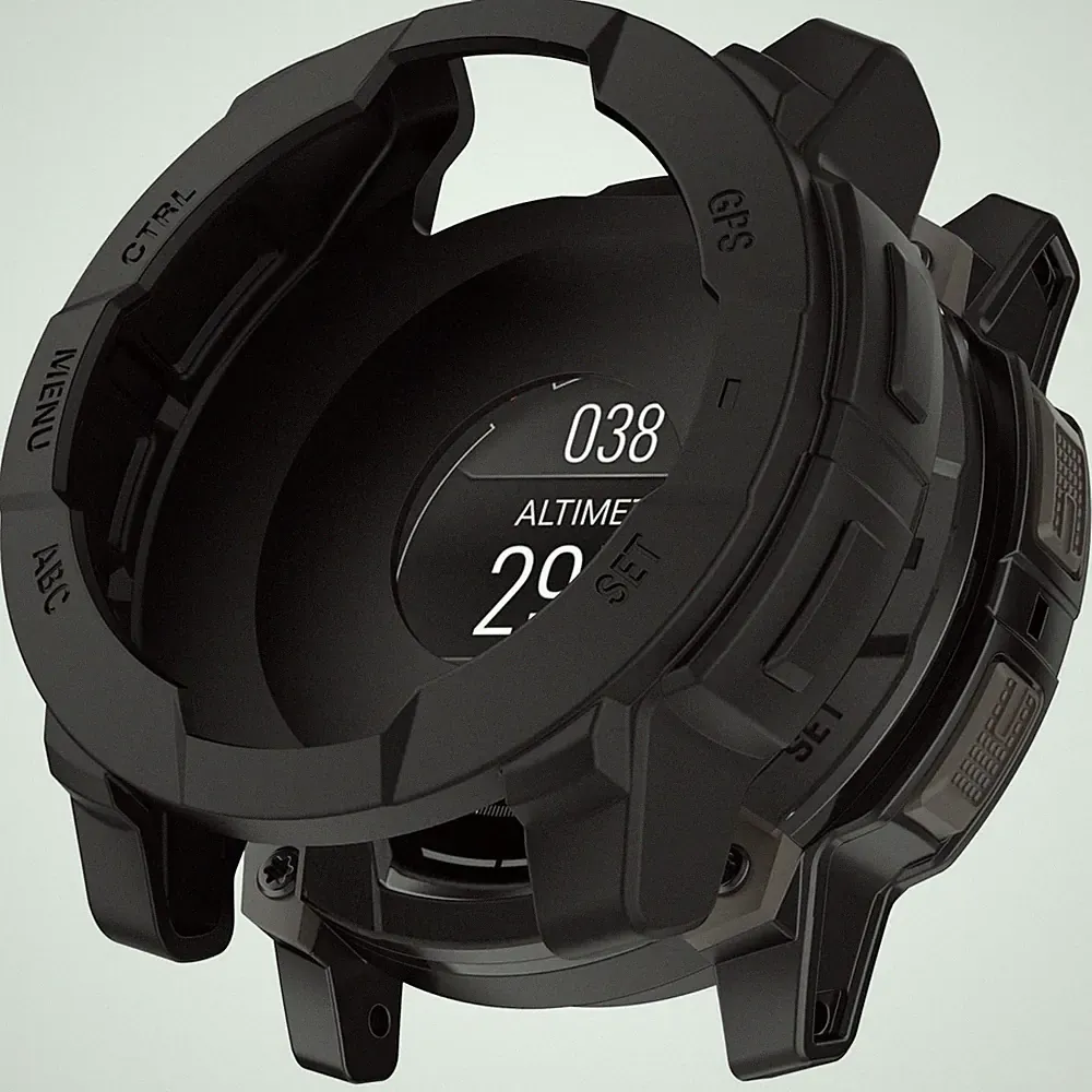 Für Garmin Instinct 3 AMOLED / Solar 50mm Silikon Schutz Gehäuse Hülle Schwarz