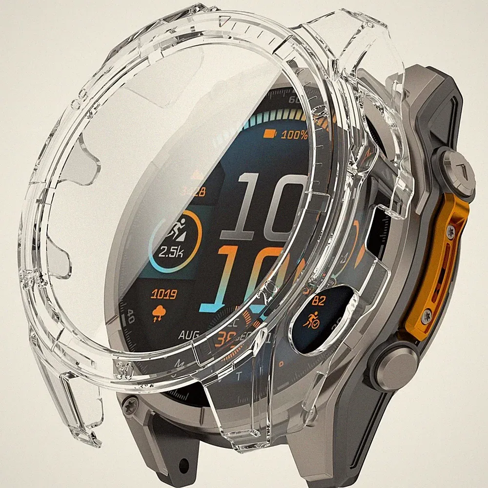 Für Garmin Tactix 8 AMOLED 47mm Kunststoff Hülle + 9H Hart Glas Transparent