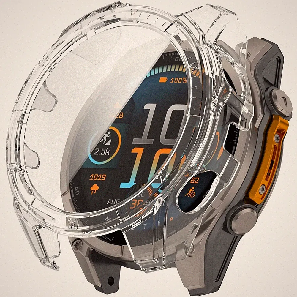 Für Garmin Tactix 8 AMOLED 51mm Kunststoff Hülle + 9H Hart Glas Transparent