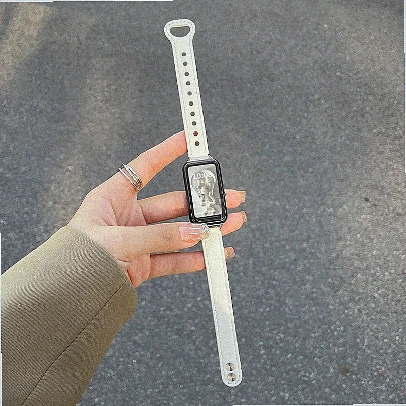 Für Huawei Band 9/8/7/6 Smart Watch Mode Schlankes Dünnes Lederarmband